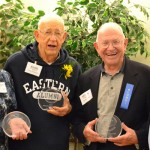 Nellie Bogue-Hibbert, Fred Hill & Jim Lundy with President Davies
