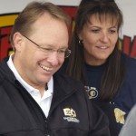 President Bob Davies visits with tailgaters