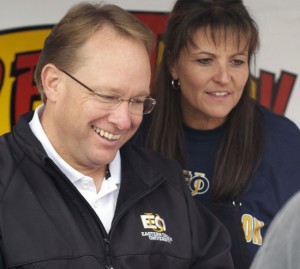 President Bob Davies visits with tailgaters