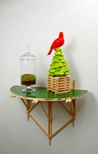 Chad Curtis "Dis•location"  glazed ceramic, earth, wood, moss and glass  2012