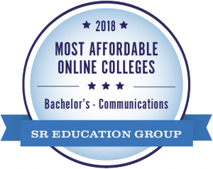 Graphic of EOU Award 2018 Most affordable Online Colleges Bachelors in Communications 2018
