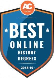 Graphic of EOU Award best online history degrees AC online 2018-2019