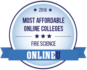 Graphic of EOU Award 2016 most affordable online colleges fire science