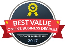 Graphic of EOU Award best value online business degrees discover business.us 2017