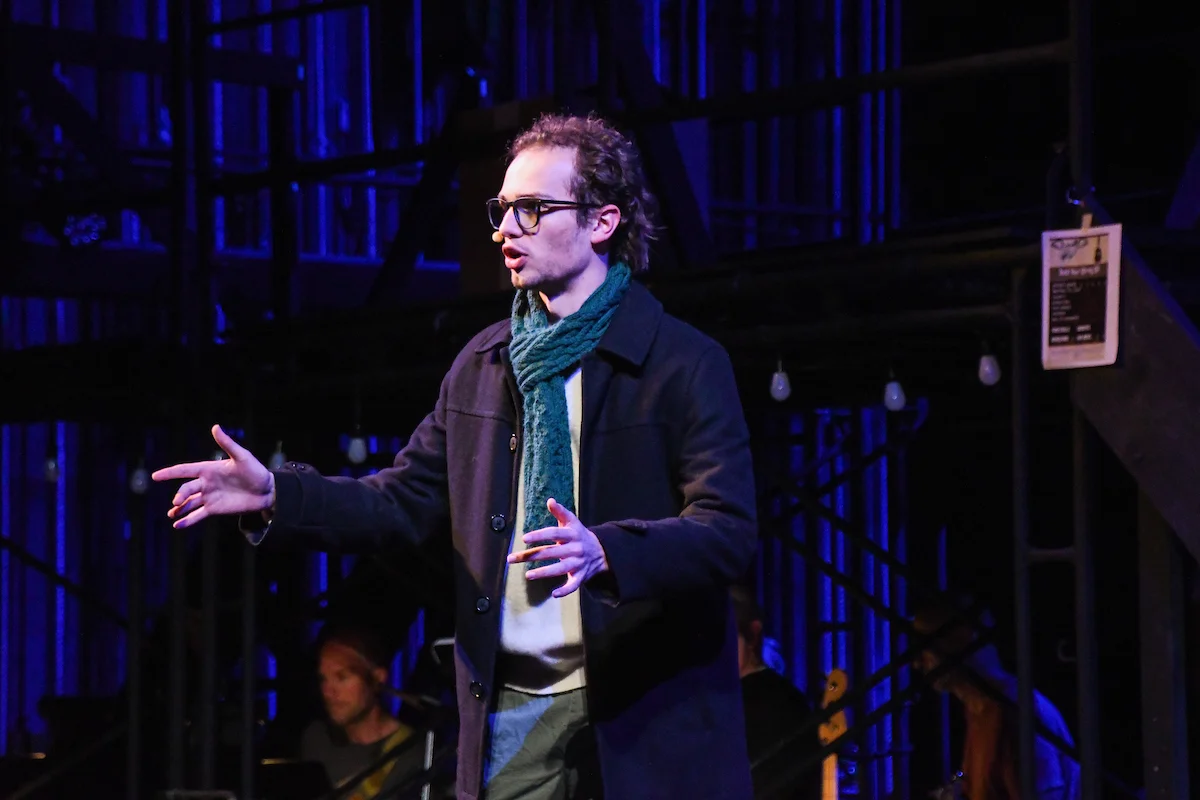 Alumni Nicholas Vece on stage During Dress Rehearsal for the Theatre production of RENT