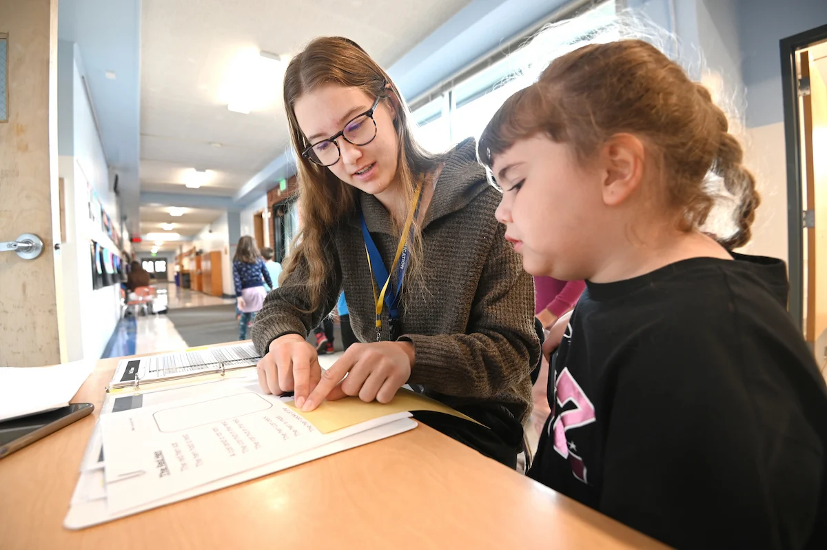 Eastern Oregon University students tutor children at Greenwood Elelmentary School in La Grande.
