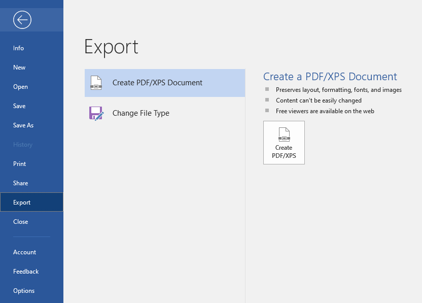 Creating a PDF of a word document on Mac Office Desktop using the export option.