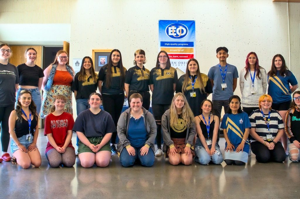 Eastern Oregon Teacher Academy cohort posing in Zabel hall