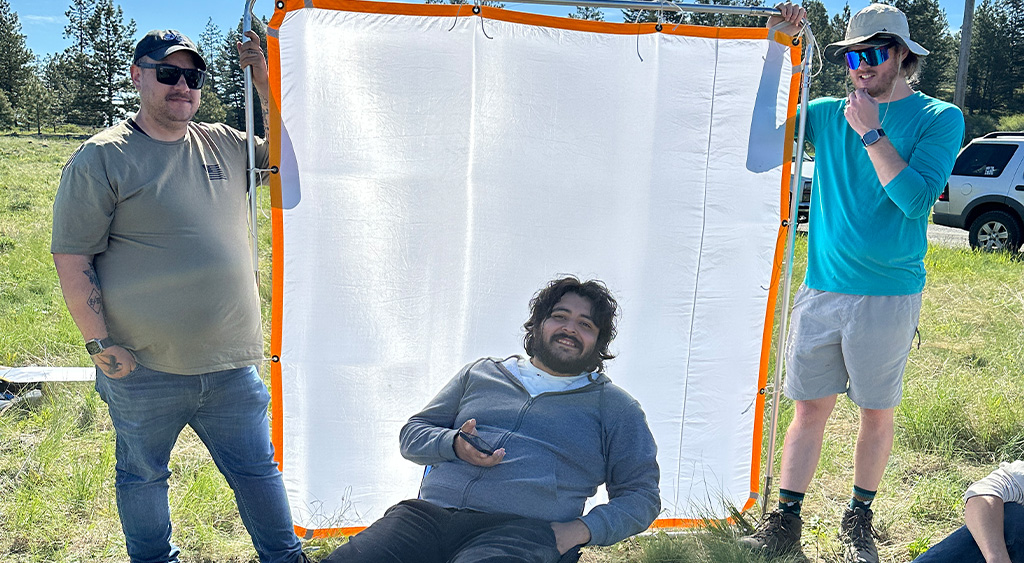 The Grip and Electric Departments doing their best to keep the "talent" happy. (It's difficult.)