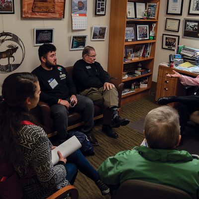 EOU Students meeting with legislators about state funding. 