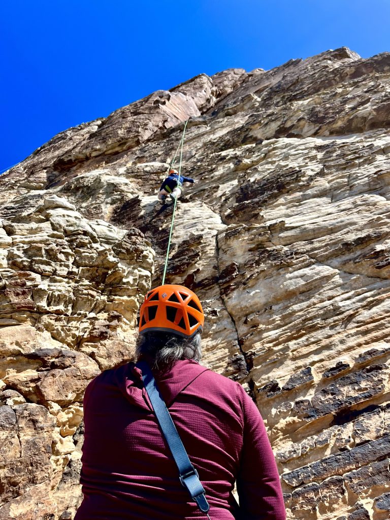 EOU students climbing on the Prophesy Wall near St. George, Utah. 