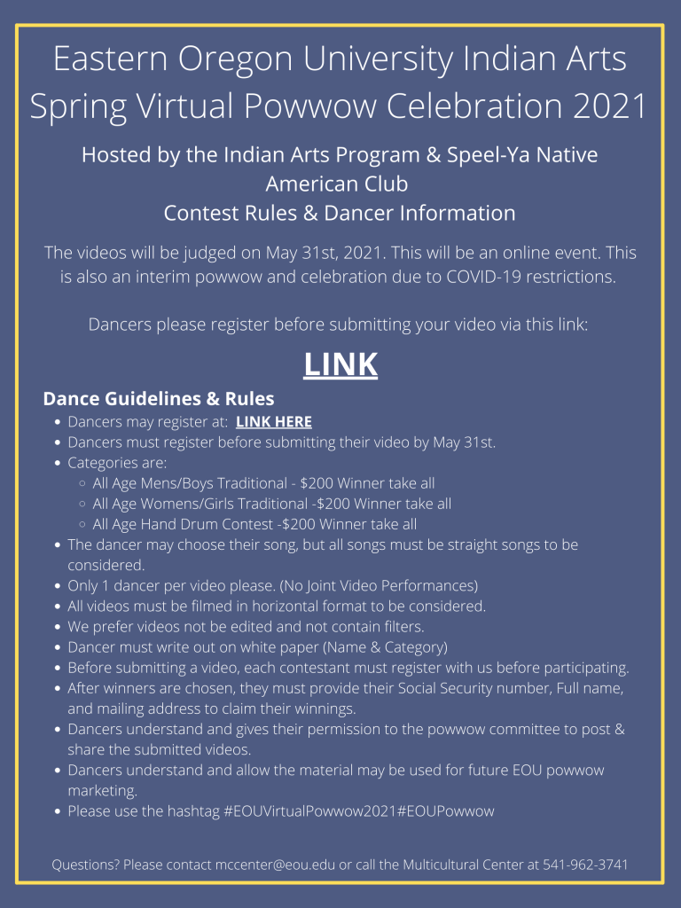 EOU Virtual Pow Wow dance contest, May 31, 2021