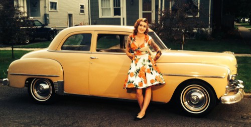 Photo by Jeff Alexander / Camila Claycomb and her 1950 Plymouth Special Delux.