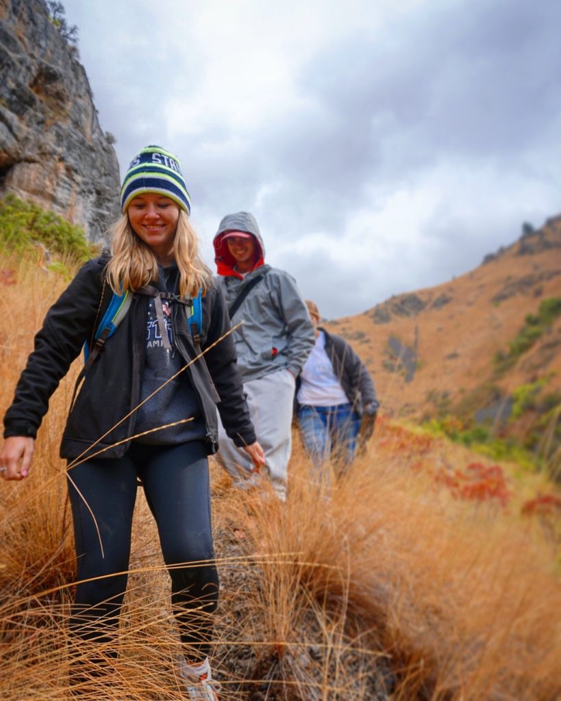 EOU students hiking in Hells Canyon and representative of students taking the OUT 180 Hiking course. 