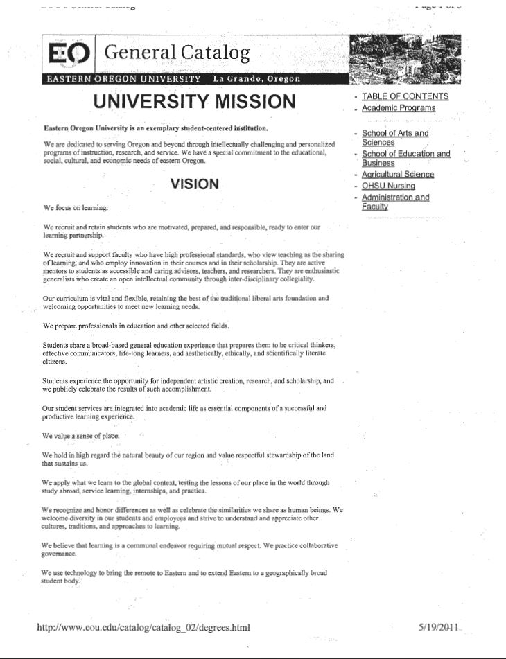 Eastern Oregon University 2002-20024 Academic Catalog