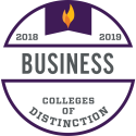 Graphic of EOU Award Colleges of Distinction 2018-2019, Business Degrees
