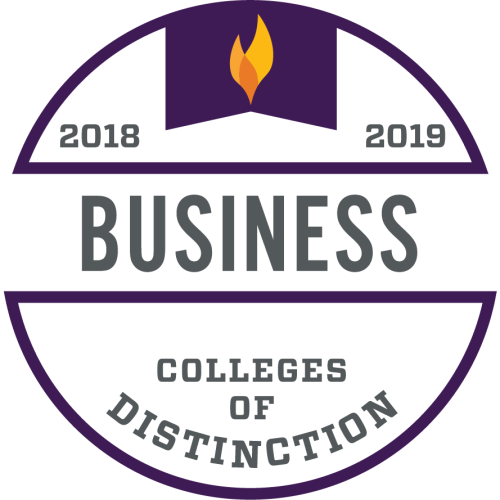 Graphic of EOU Award Colleges of Distinction 2018-2019, Business Degrees