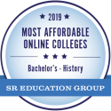 Graphic of EOU Award 2019 Most affordable online colleges, Bachelors in History