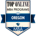Graphic of EOU Trophy Badge Top online MBA Programs