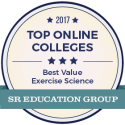 Graphic of EOU Award 2017 top online colleges - best value in excercise science