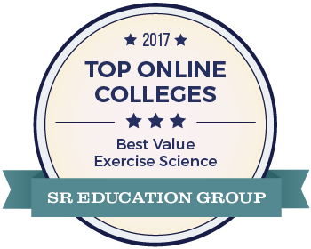 Graphic of EOU Award 2017 top online colleges - best value in excercise science