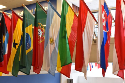 International flags hanging