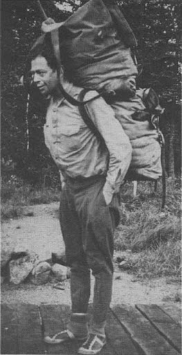 Bob Marshall loaded down with a heavy backpack.