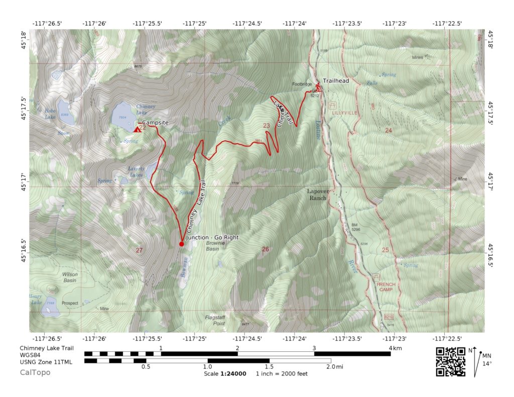 Chimney Lake Trail Map.