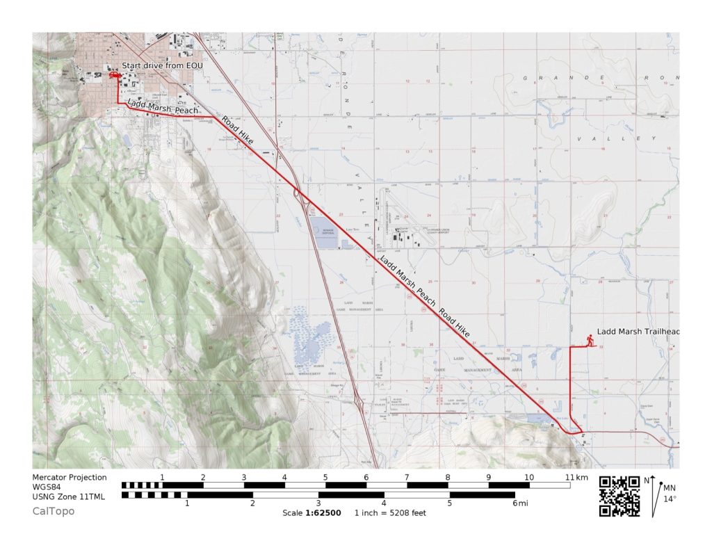 Map of Ladd Marsh-Tule Lake trailhead.