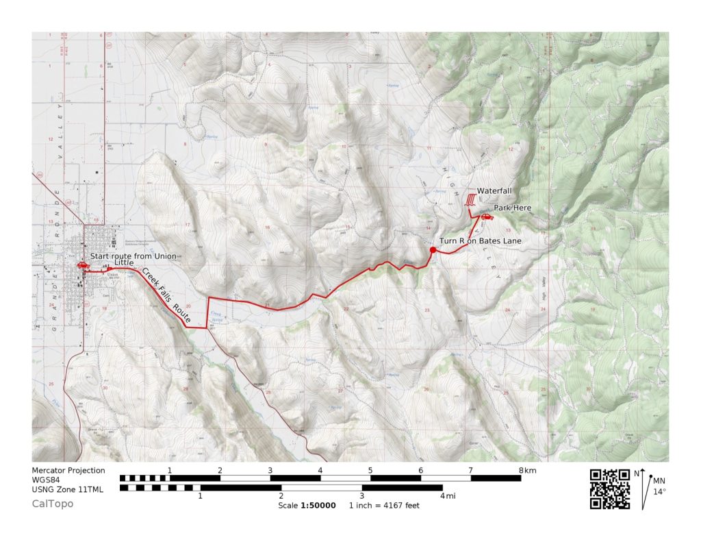 Little Creek waterfall hike map.