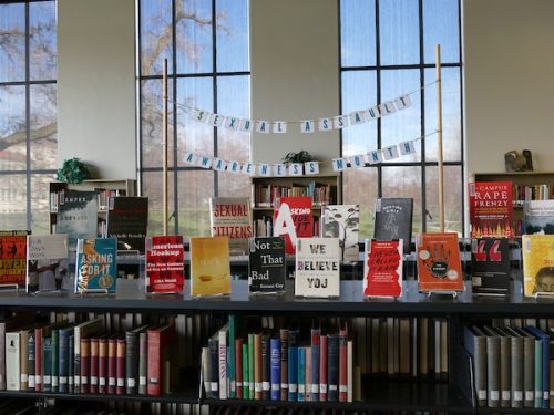 Library display for sexual assault awareness month