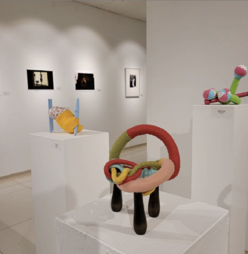 colorful sculpture in Nightingale art gallery exhibit