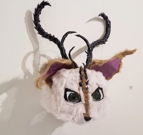 Best of Show 9th Grade from the 2019 exhibition “The Beast” Mixed media mask sculpture Union High School