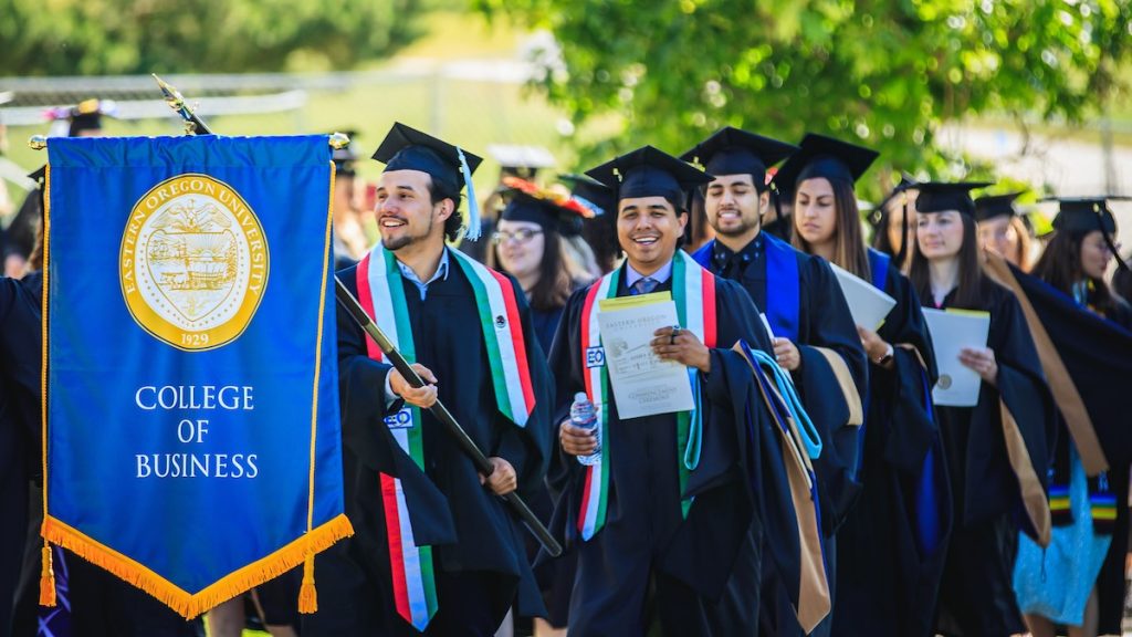 EOU College of Business students at 2019 Commencement