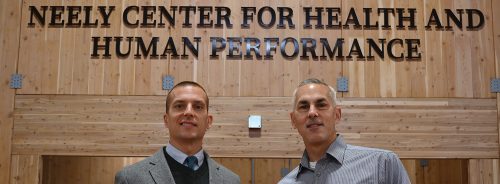 Darren Dutto and Kyle Pfaffenbach in the EOU Fieldhouse