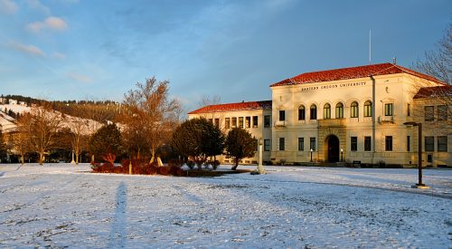 Inlow Hall in the winter.