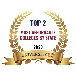 University HQ Badge - Top 2 most affordable colleges by state 2023