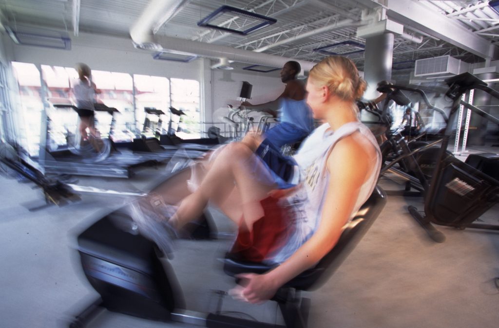 File photo of student exercising in the gym