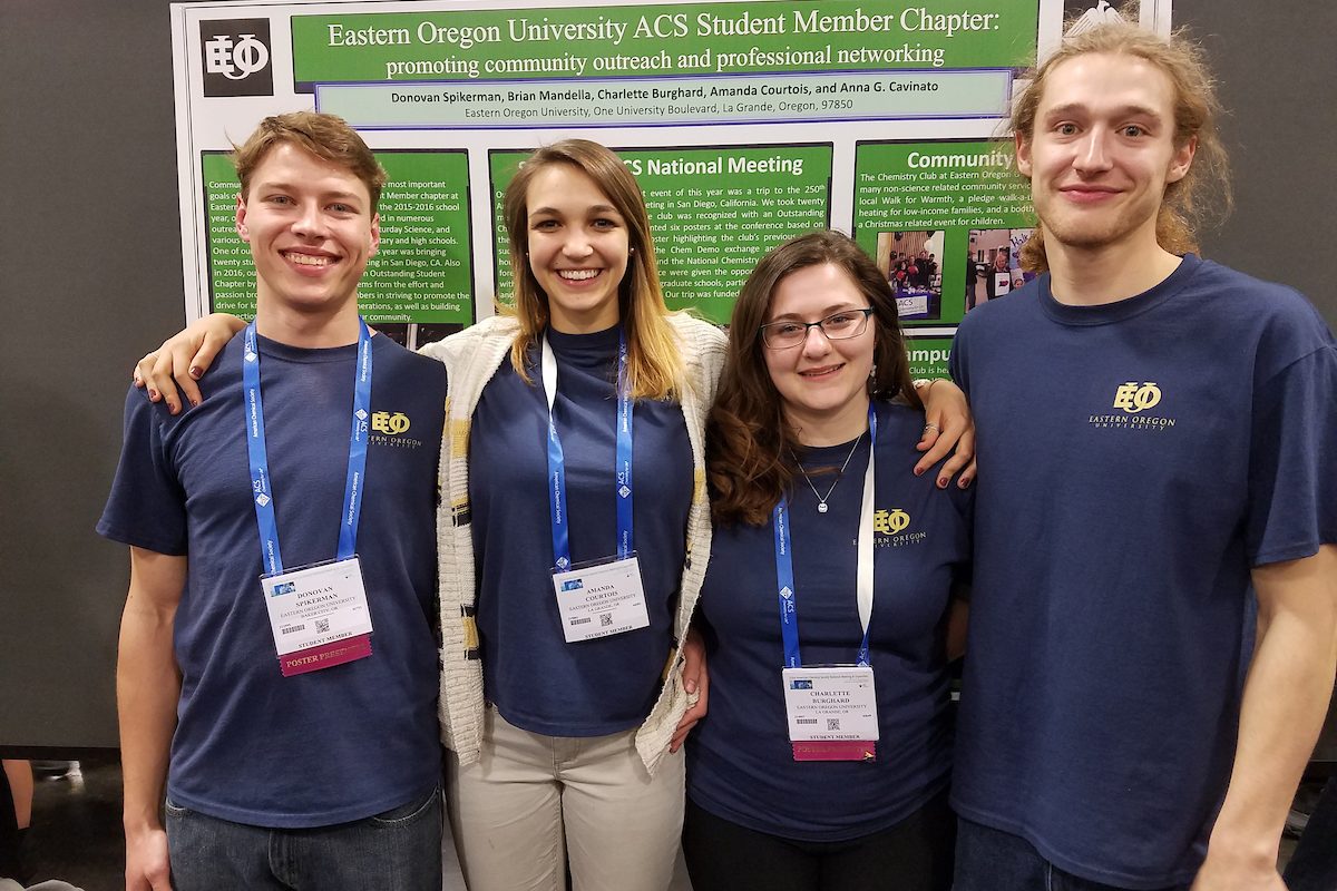 Students from EOU's ACS Student Member Chapter posing at an event