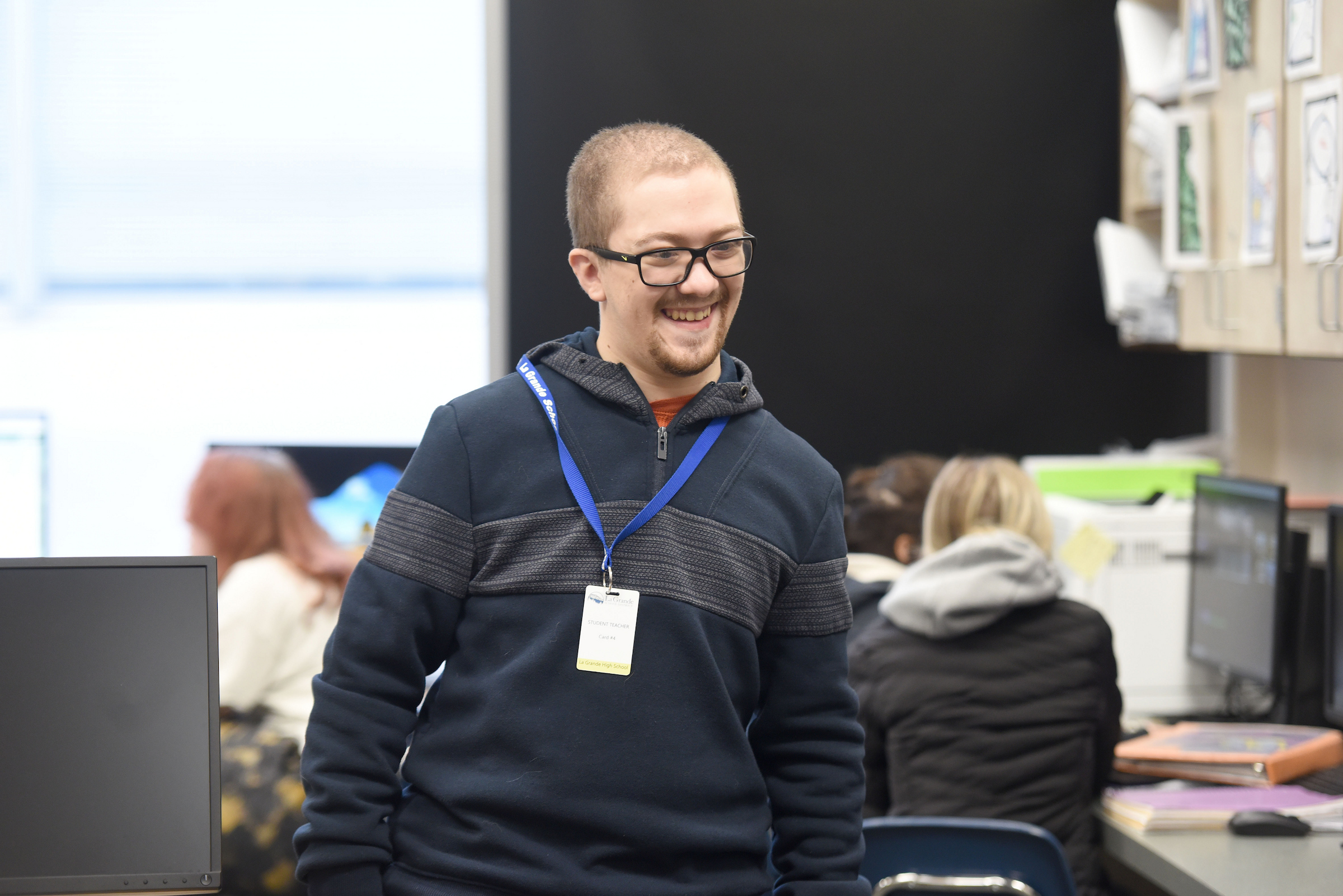 MAT student Marcus Merrill in-class at his student teaching placement